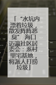 “水坑内漂着垃圾，散发阵阵恶臭” 海口迈瀛社区居委会：系村里宅基地，将派人打捞垃圾