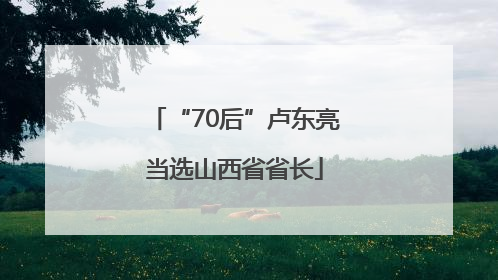 “70后”卢东亮当选山西省省长