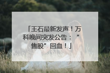 王石最新发声！万科晚间突发公告：“售股”回血！
