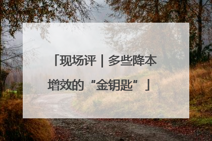 现场评｜多些降本增效的“金钥匙”