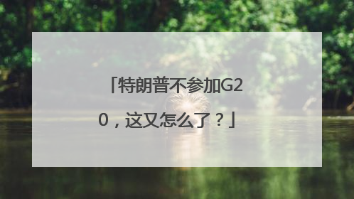 特朗普不参加G20，这又怎么了？