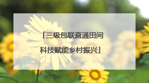 三级包联直通田间 科技赋能乡村振兴