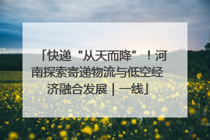 快递“从天而降”！河南探索寄递物流与低空经济融合发展｜一线
