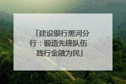 建设银行黑河分行：锻造先锋队伍 践行金融为民