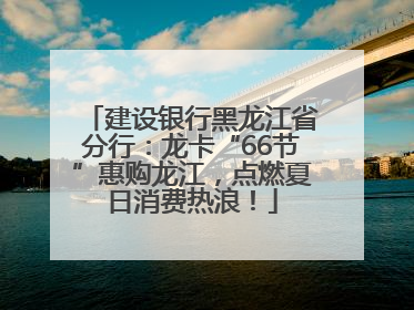 建设银行黑龙江省分行：龙卡“66节”惠购龙江，点燃夏日消费热浪！