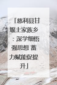 慈利县甘堰土家族乡：深学细悟强思想 蓄力赋能促提升