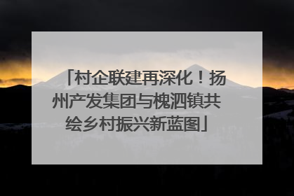 村企联建再深化！扬州产发集团与槐泗镇共绘乡村振兴新蓝图