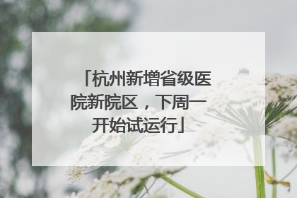 杭州新增省级医院新院区，下周一开始试运行