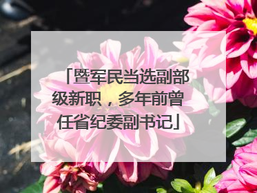 暨军民当选副部级新职，多年前曾任省纪委副书记