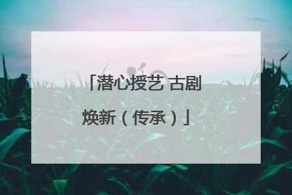 潜心授艺 古剧焕新（传承）