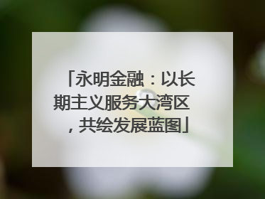 永明金融：以长期主义服务大湾区，共绘发展蓝图