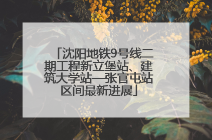 沈阳地铁9号线二期工程新立堡站、建筑大学站—张官屯站区间最新进展