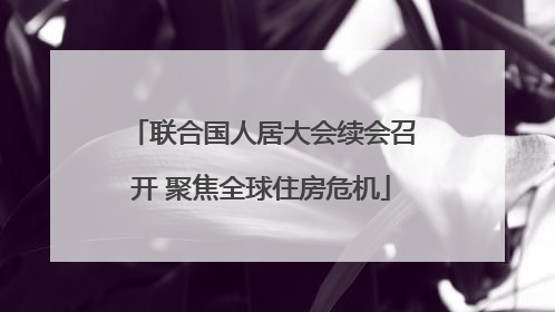 联合国人居大会续会召开 聚焦全球住房危机