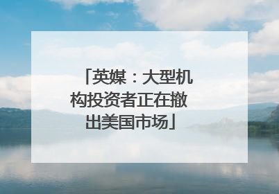 英媒：大型机构投资者正在撤出美国市场