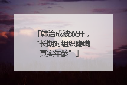 韩治成被双开，“长期对组织隐瞒真实年龄”