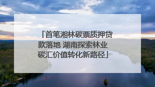 首笔湘林碳票质押贷款落地 湖南探索林业碳汇价值转化新路径