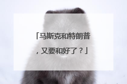 马斯克和特朗普，又要和好了？